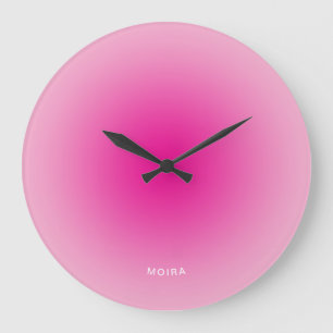 Grande Horloge Ronde Dégradé Radial Rose Clair à Chaud