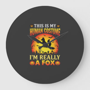 Grande Horloge Ronde Déguisement Humain de Renard drôle d'Halloween
