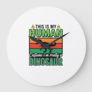 Grande Horloge Ronde Déguisement Humain Dinosaure Drôle Halloween