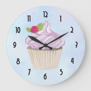 Grande Horloge Ronde Délicieux brioche rose sur le dessus
