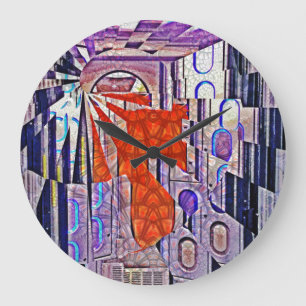 Grande Horloge Ronde Demain's Way Aujourd'hui Retro Future Art