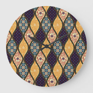 Grande Horloge Ronde Denim Bleu Art Nouveau : sans couture