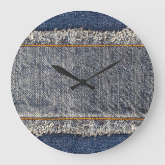 Grande Horloge Ronde Denim Blue Jeans : Décontracté Double Patch