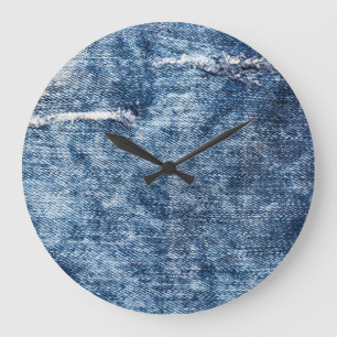 Grande Horloge Ronde Denim texture : arrière - plan de jeans bleus.