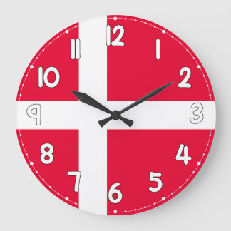 Grande Horloge Ronde Denmark Flag Wall Clock – Patriotic Danish Decor