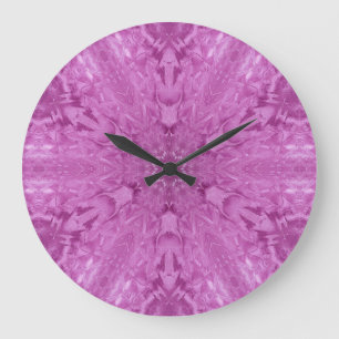 Grande Horloge Ronde Dentelle féminine rose Fléau de neige Kaleidoscope