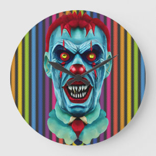 Grande Horloge Ronde Déplaisant Killer Clown Zombie Horror Art