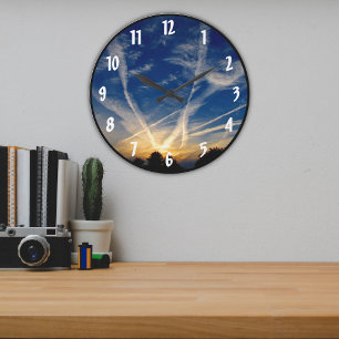 Grande Horloge Ronde Des cieux d'automne brillamment colorés