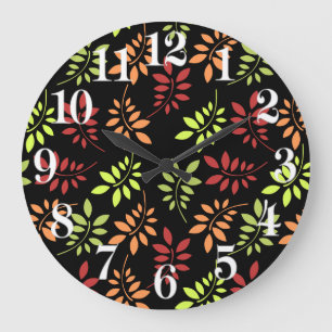 Grande Horloge Ronde Des feuilles d'automne colorées dans des tons cha