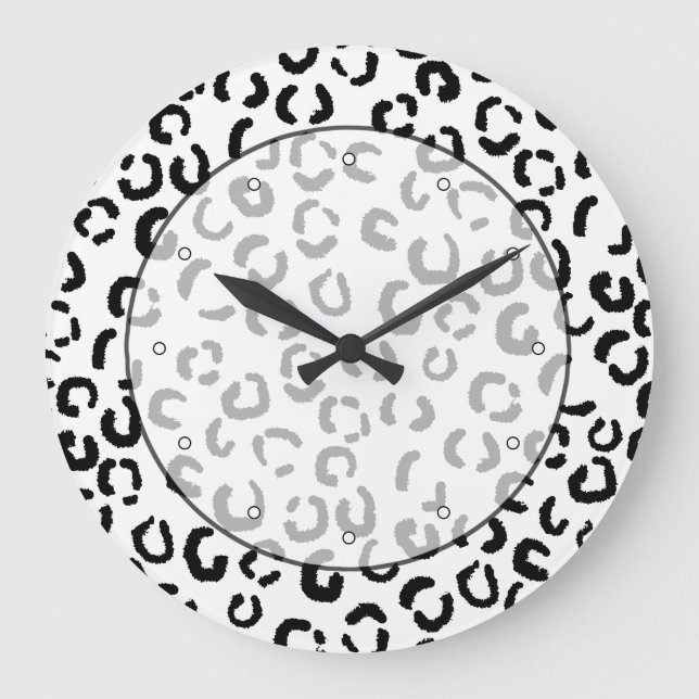 Grande Horloge Ronde Des patters de Black and White Leopard. (Recto)