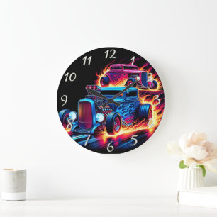 Grande Horloge Ronde Des tiges chaudes courent à travers un paysage enf