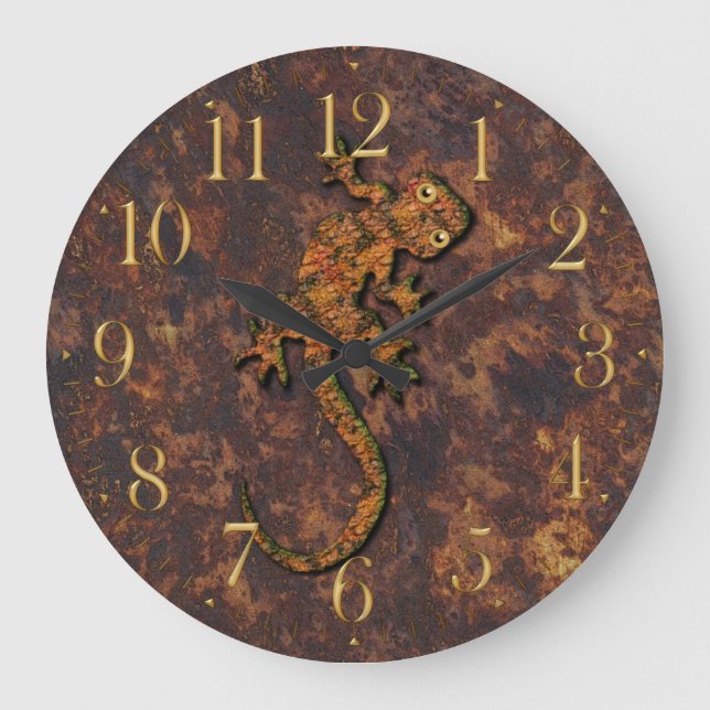 Grande Horloge Ronde Désert aborigène australien Gecko Lizard (Recto)