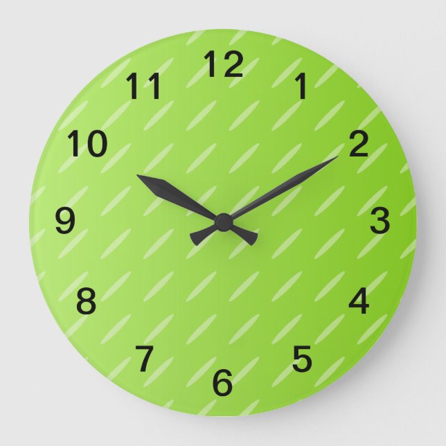 Grande Horloge Ronde Design Arrière - plan à motif vert citron. (Recto)