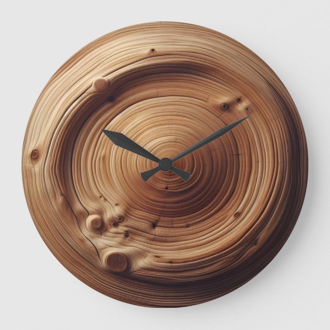Grande Horloge Ronde Design d'art en bois Abstrait (Recto)