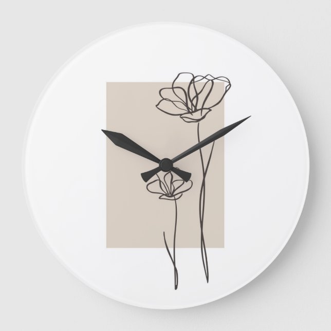 Grande Horloge Ronde Design d'art plante Abstrait (Recto)
