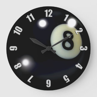 Grande Horloge Ronde Design de Black 8 Ball Clock