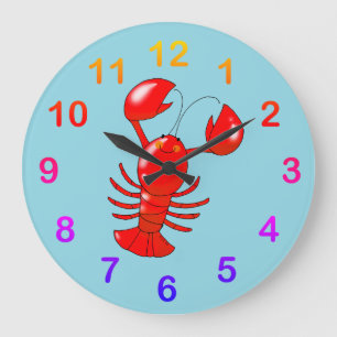 Grande Horloge Ronde Design de dessin de homard au homard doux et souri
