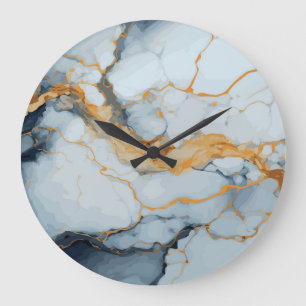 Grande Horloge Ronde Design de la texture marbré
