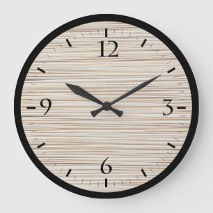 Grande Horloge Ronde Design de lignes brunes abstraites