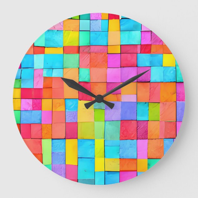 Grande Horloge Ronde Design de papier tissé couleur art Abstrait (Recto)