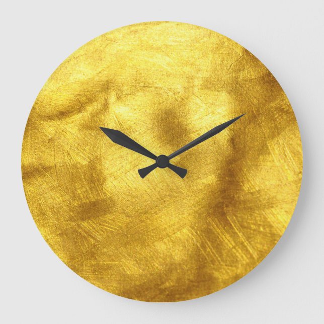 Grande Horloge Ronde Design de Texture Dorée Luxueux (Recto)
