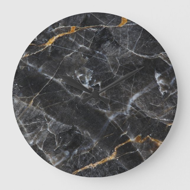 Grande Horloge Ronde Design de texture Marbre blanc or (Recto)