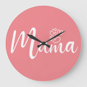 Grande Horloge Ronde Design élégant Texte maman typographie