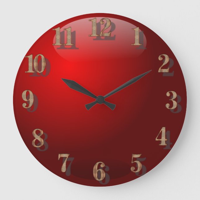 Grande Horloge Ronde Design en verre rouge (Recto)