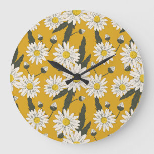 Grande Horloge Ronde Design foulard floral, arrière - plan vintage.