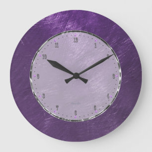Grande Horloge Ronde Design métallique violet profond en acier brossé 2
