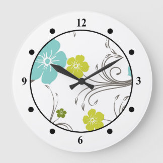 Grande Horloge Ronde Design moderne vert et bleu