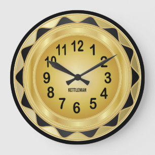 Grande Horloge Ronde Design Or Or
