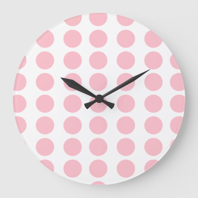 Grande Horloge Ronde Design Pois rose (Recto)