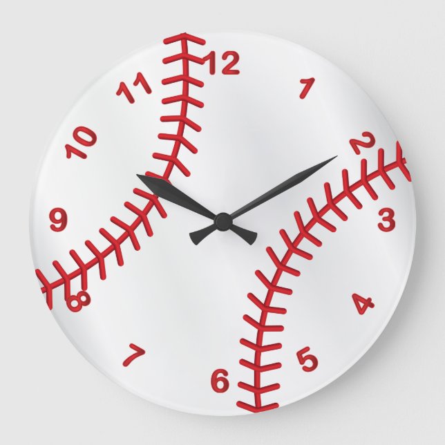 Grande Horloge Ronde Design sportif de baseball (Recto)