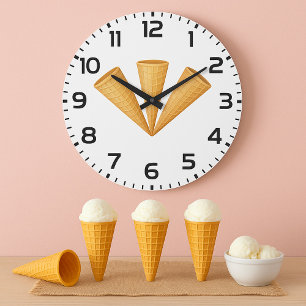Grande Horloge Ronde Dessert d'été à la crème glacée triple gaufre