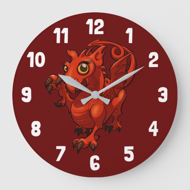 Grande Horloge Ronde Dessin animé de Rampant Petit Welsh (Recto)