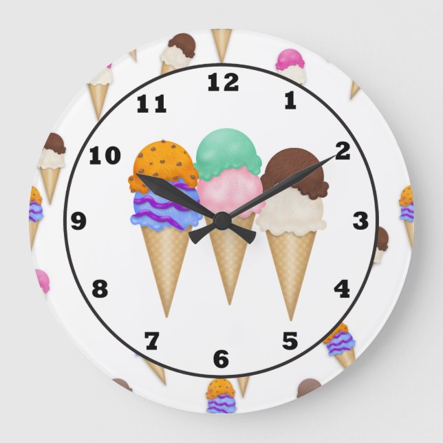 Grande Horloge Ronde Dessin animé ice cream wall clock (Recto)