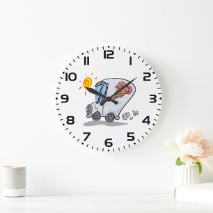 Grande Horloge Ronde Dessin Crème de glace Camion Amusant Dessert d'été