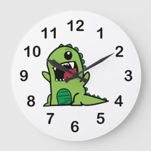 Grande Horloge Ronde Dessin de bébé dinosaure