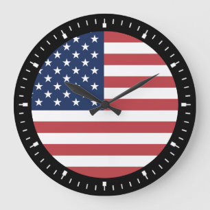Grande Horloge Ronde Dessin de fierté du drapeau américain USA