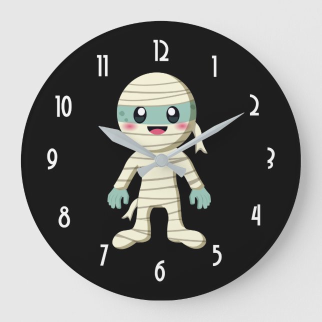 Grande Horloge Ronde  Dessin de monstre Halloween mignon (Recto)