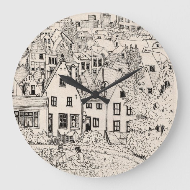 Grande Horloge Ronde Dessin d'encre de stylet Leiden South Hollande Pay (Recto)