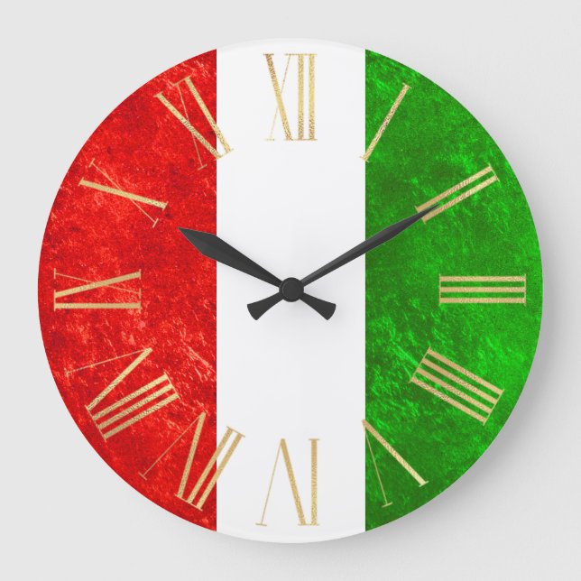 Grande Horloge Ronde Dessin du drapeau italien (Recto)