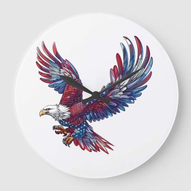 Grande Horloge Ronde Dessin d'un aigle, concept 4 juillet (Recto)
