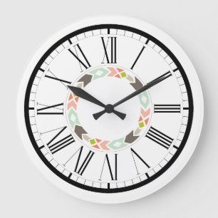 Grande Horloge Ronde Dessin graphique pastel