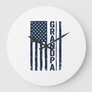 Grande Horloge Ronde Dessin patriotique dégradé du drapeau américain Gr