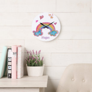 Grande Horloge Ronde Dessin sur le thème Décor de la chambre pour fille