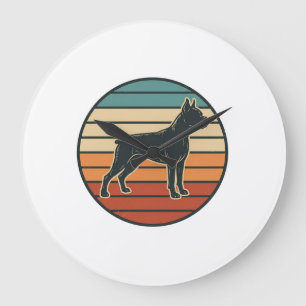 Grande Horloge Ronde Dessin vectoriel de gravure de chien Boxer vintage