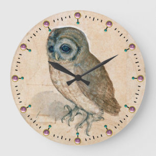 GRANDE HORLOGE RONDE DESSINS D'ANIMAUX DE LA RENAISSANCE / LE HIBOU