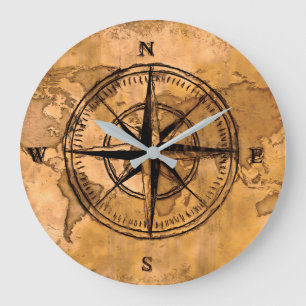 Grande Horloge Ronde Destinations - Compass Rose et carte du monde